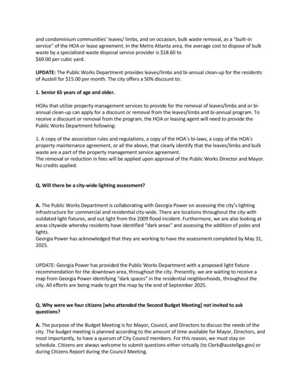 Council Meeting Q & A page 2